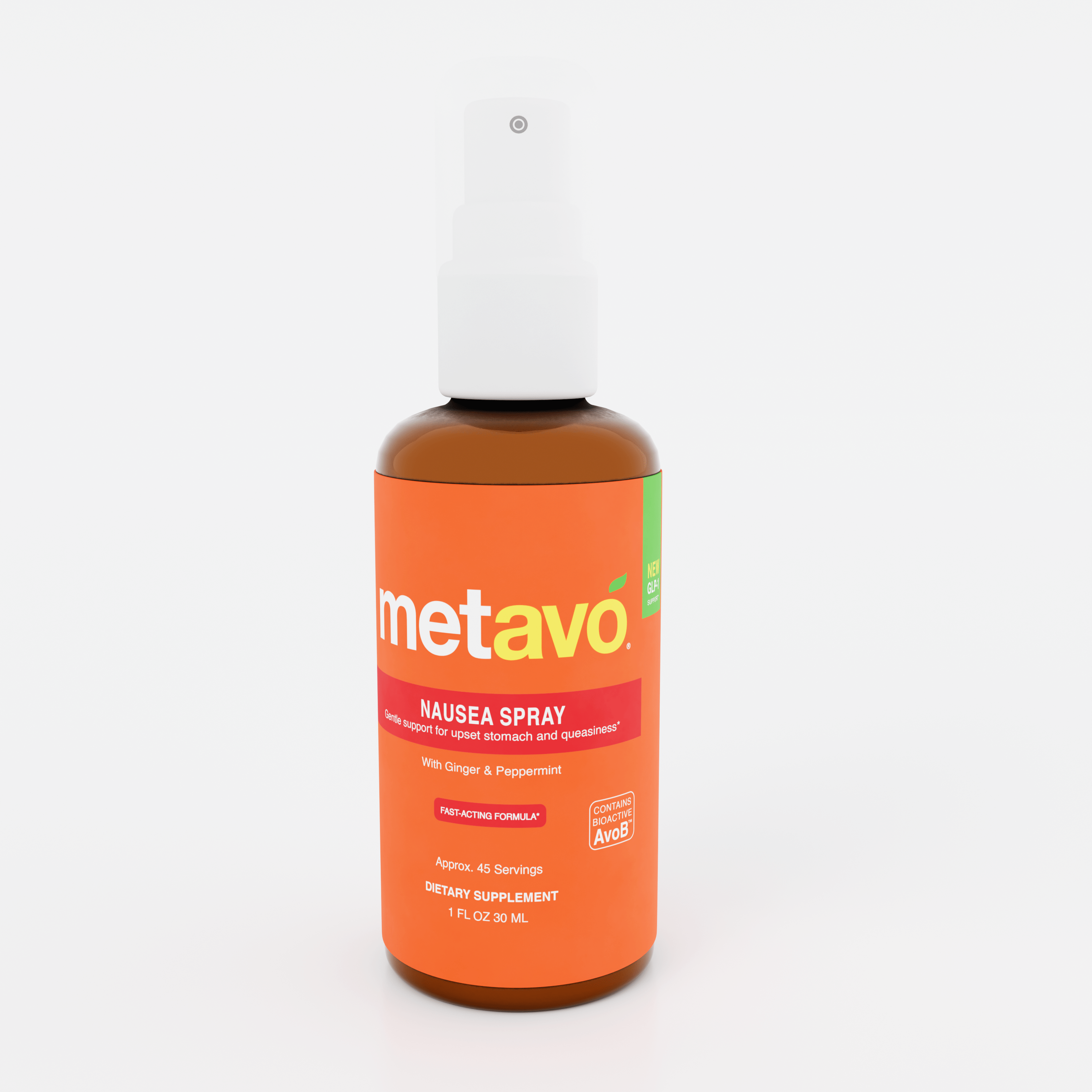 Metavo.com Metavo GLP-1 Metavo Nausea Spray with Ginger & Peppermint - Fast-Acting Natural Relief for Upset Stomach & Queasiness
